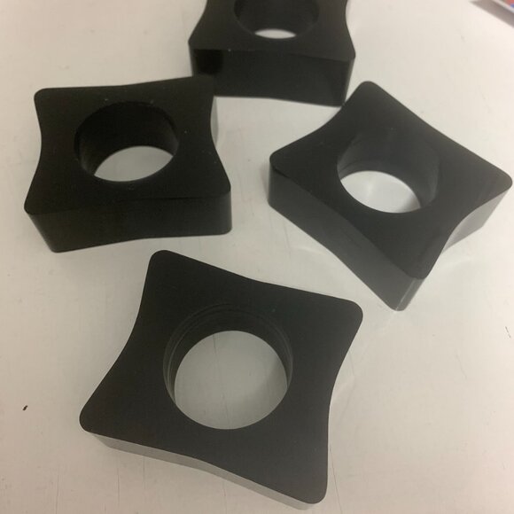 Vintage 80s Napkin Rings Chunky Black Lacquer Mod Set of 4 Four - Picture 3 of 7